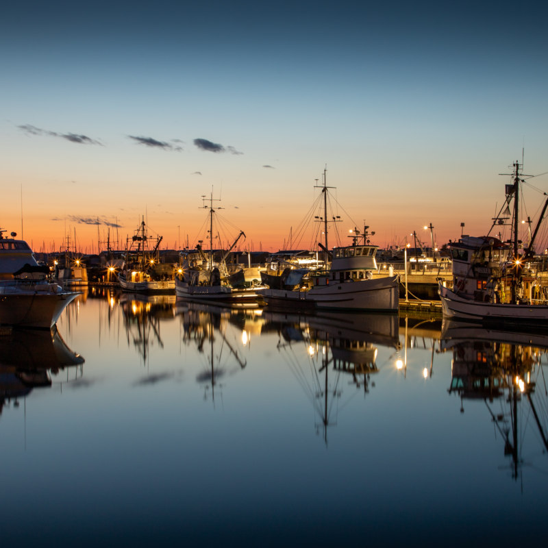 View of boats on Everett waterfront